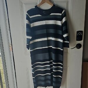 Torrid Midi Black and Gray Striped Sweater Dress Size 2X